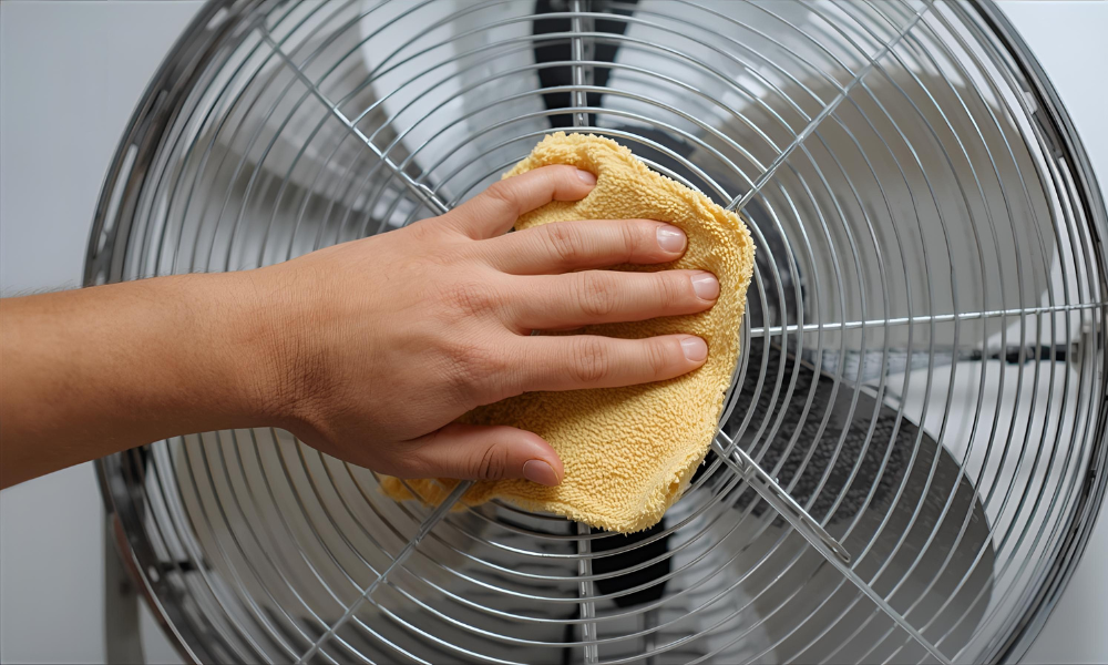 limpando a poeira do ventilador