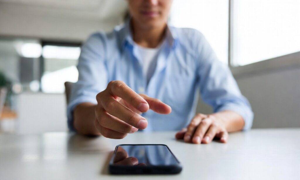 Pessoa afastando o celular para evitar distração