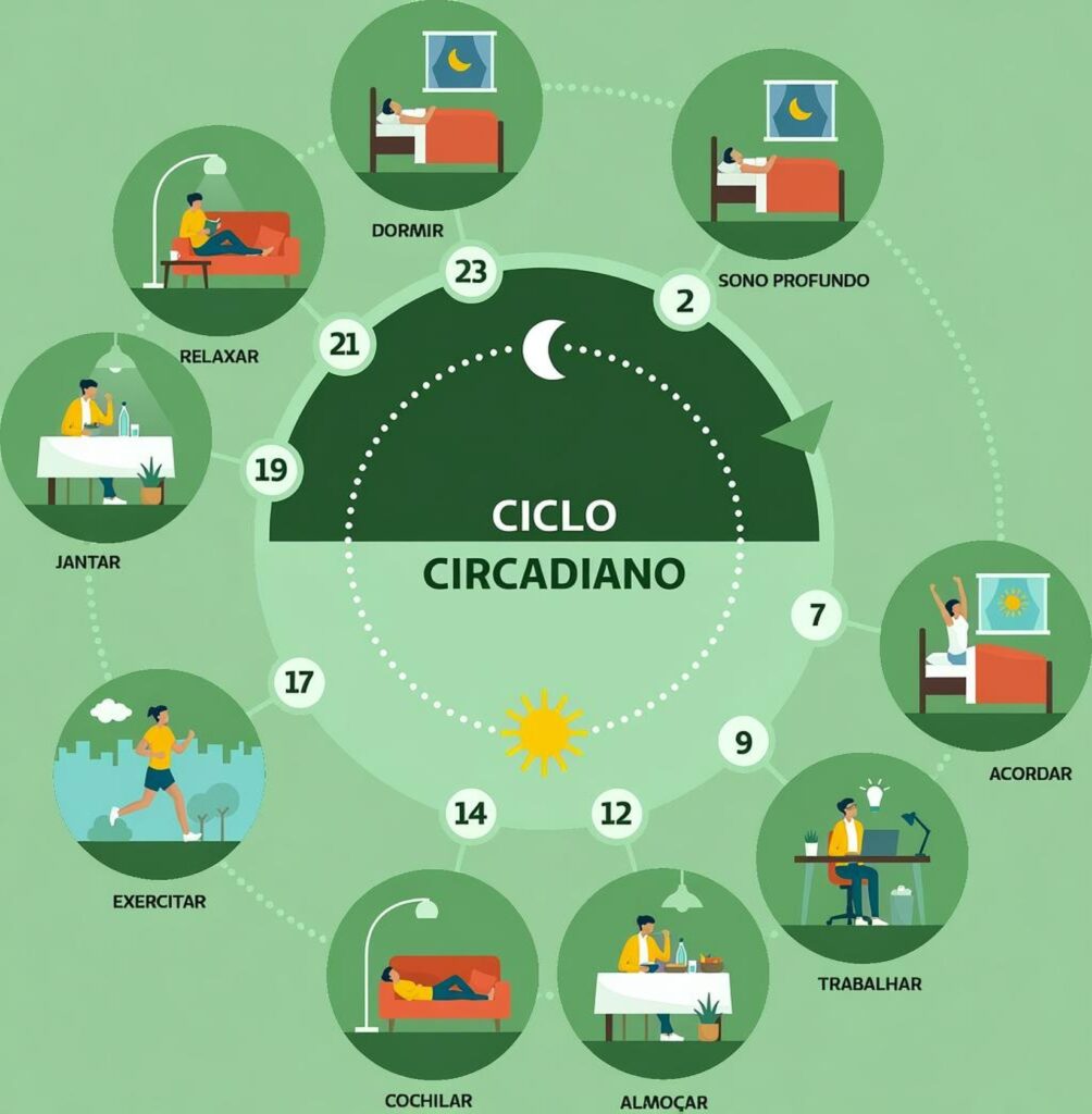 ilustração representando o ciclo circadiano